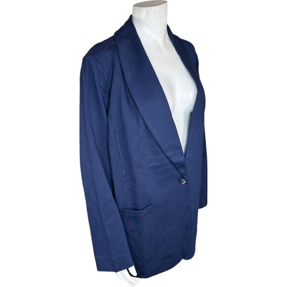 GRAVER Susan Graver Navy Shawl Collar Blazer 2X Petite NWOT Ponte Knit Classic - Picture 4 of 14